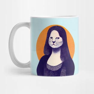 Mona Lisa Cat Retro Poster Vintage Art Mona Lisa Wall Leonardo Da Vinci Illustration Mug